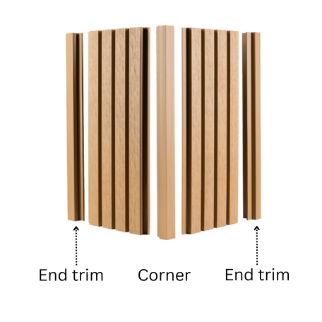2.9m Composite Slatted Cladding End Trim Black