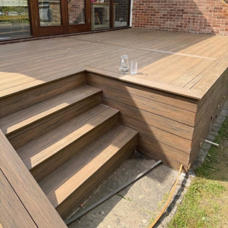 2.9m Premium Composite Decking - Dual Color Oak Mix - Teak Mix