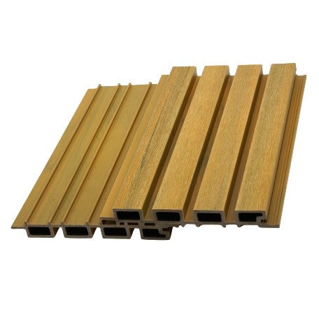 2.5m Slatted Cladding Wood Effect Yellow Teak Mix