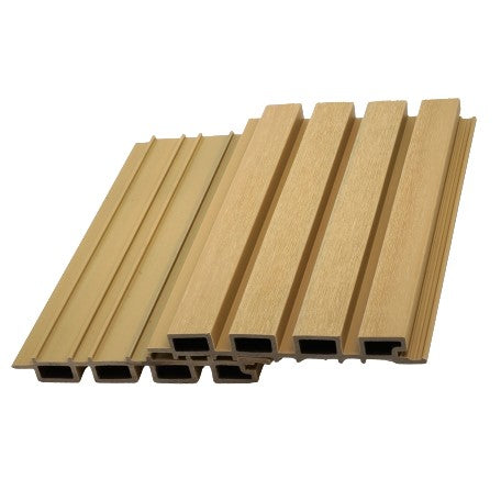 2.5 m Composite Slatted Cladding Yellow Oak