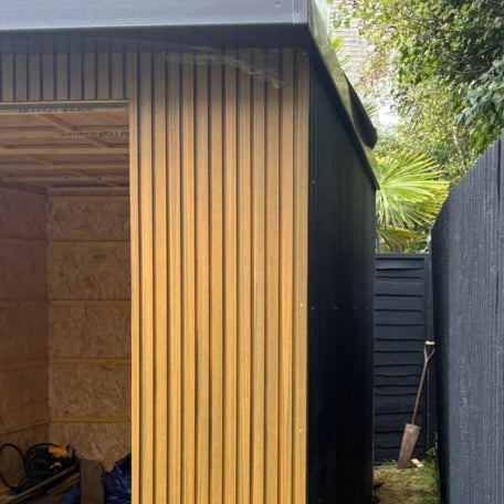 2.5m Slatted Cladding Wood Effect Yellow Teak Mix